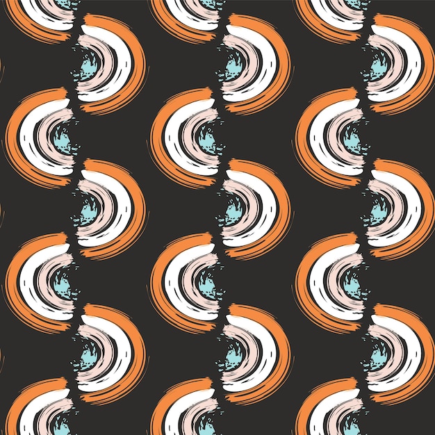 abstract seamless pattern with brush stroke hand drawn doodle shapes creative colorful background