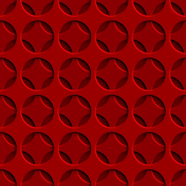 Abstract seamless pattern with circle holes in red colors