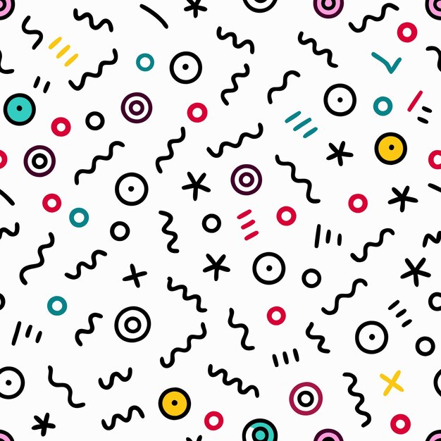 Abstract Seamless Pattern with Geometric Shapes and Lines