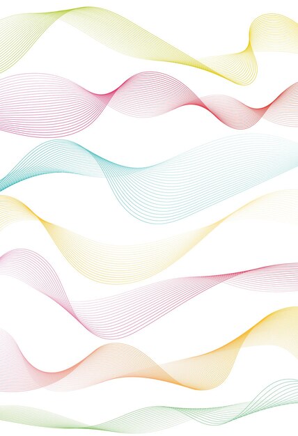 Abstract set colorful luxury wave on white background.