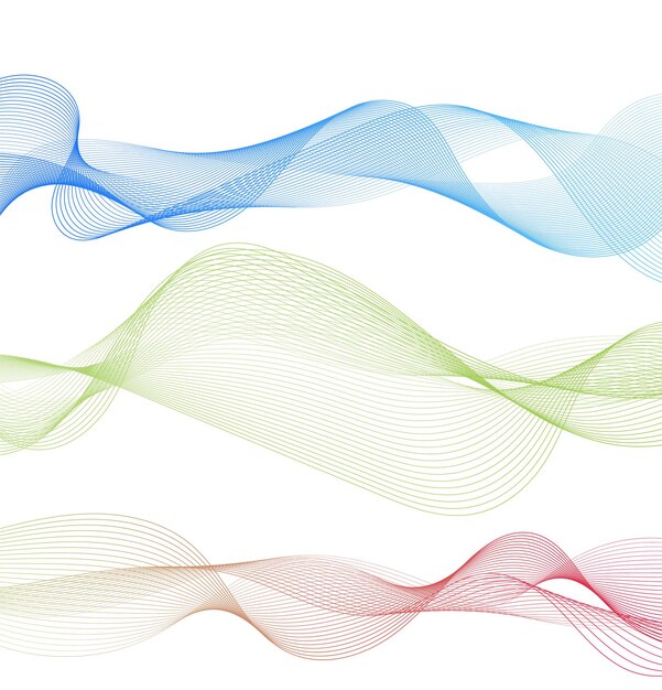 Abstract set colorful luxury wave on white background.