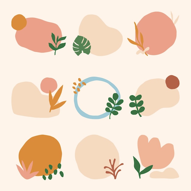 Abstract shape stickers set minimal design vector