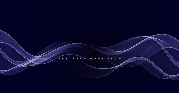 abstract shiny color blue wave design element on dark background.vector