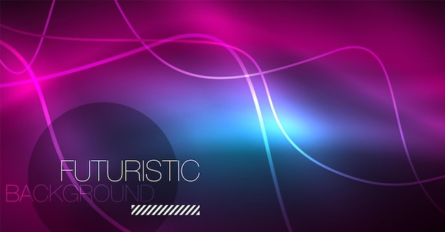 abstract shiny glowinng color wave design element on dark background science or technology concept