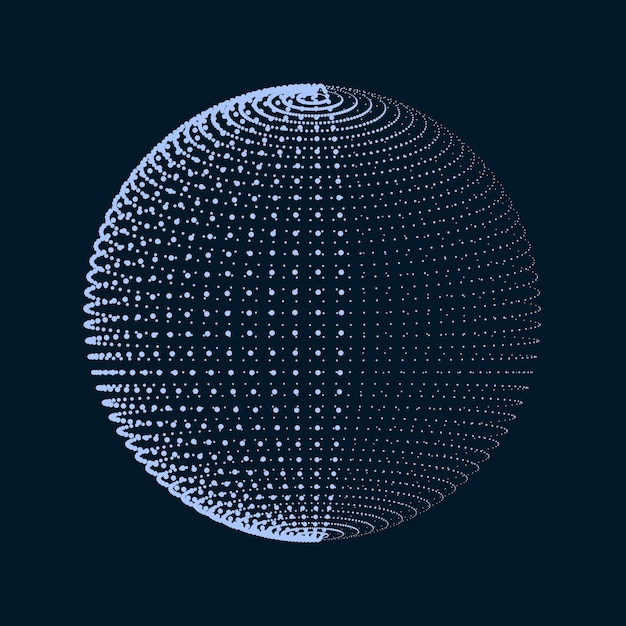 Abstract sphere from dots Technological background Analysis of virtual reality Vector illustration