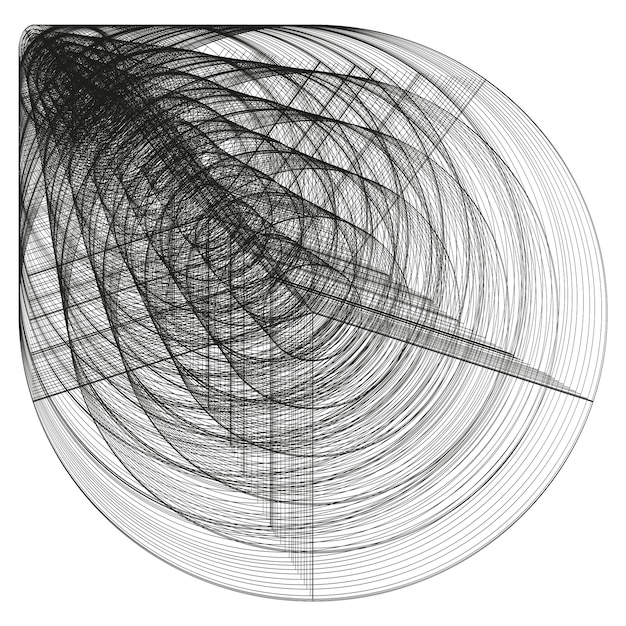 abstract spiral lines overlapping black circles geometric curved pattern vector composition