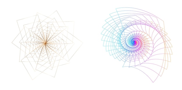 Abstract spiral rainbow design element on white background of twist lines Vector Illustration eps 10 Golden ratio traditional proportions vector icon Fibonacci spiral for elegant business card