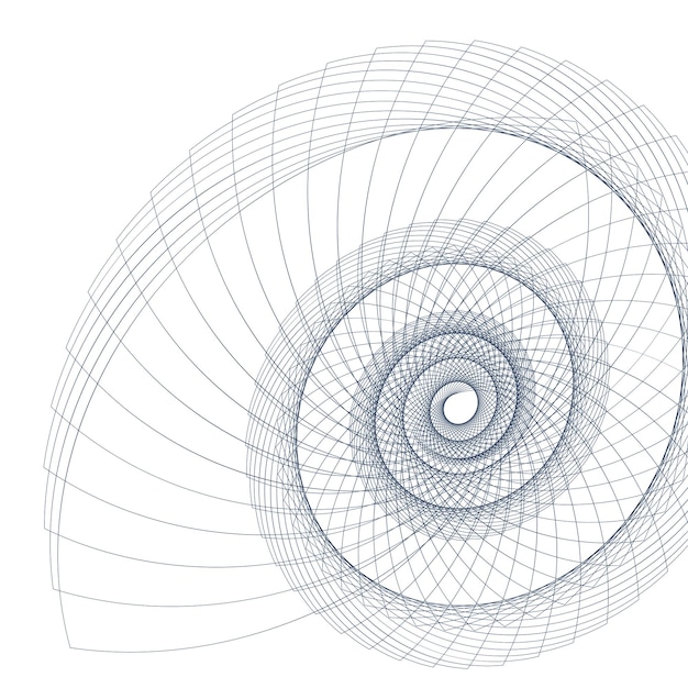 abstract spiral rainbow design element on white background of twist lines