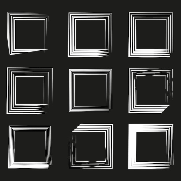 abstract square frames geometric pattern design modern black and white shapes vector