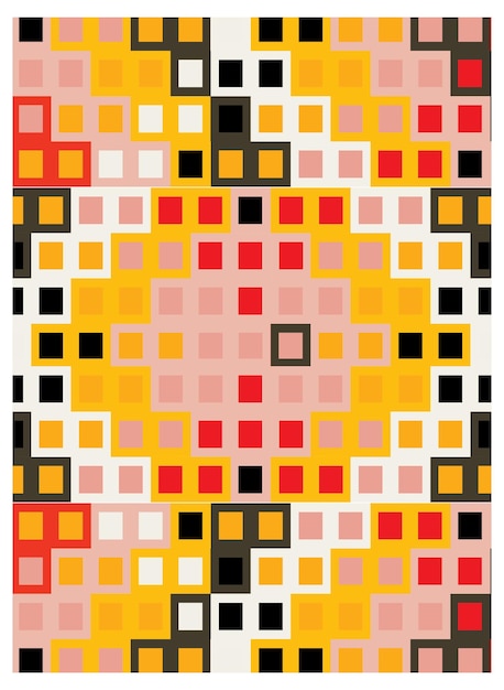 abstract square print pixelated pattern with vibrant colors resembling a digital mosaic