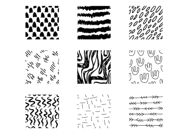 Abstract square shape texture backgrounds Line doodle spots wave drops curve patterns