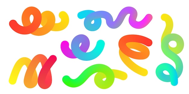 Abstract squiggly lines Gradient geometric shape Colorful swirl elements of rainbow palette Desig