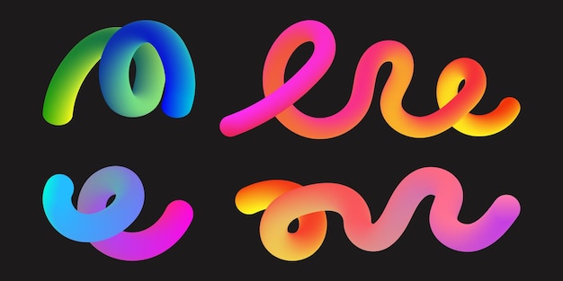 abstract squiggly lines gradient geometric shape swirl elements of rainbow palettespiral design