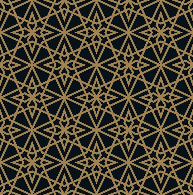 abstract star geometric pattern with lines a seamless vector background blue black and gold texture
