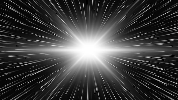 Abstract star or sun. Explosion effect. Black and white vector illustration