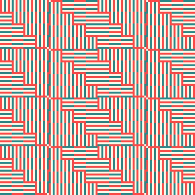 Abstract striped geometric seamless pattern with different shapes. Mosaic, tile background