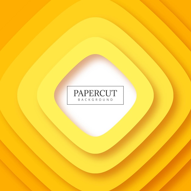 Abstract stripes yellow papercut background vector