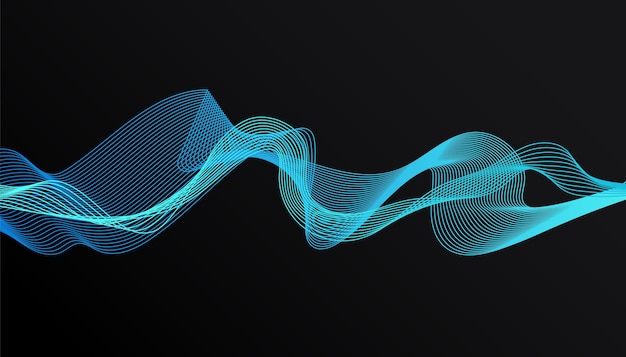 abstract stylish modern design with trendy blue gradient wave on a dark background for design brochure, website, flyer.
