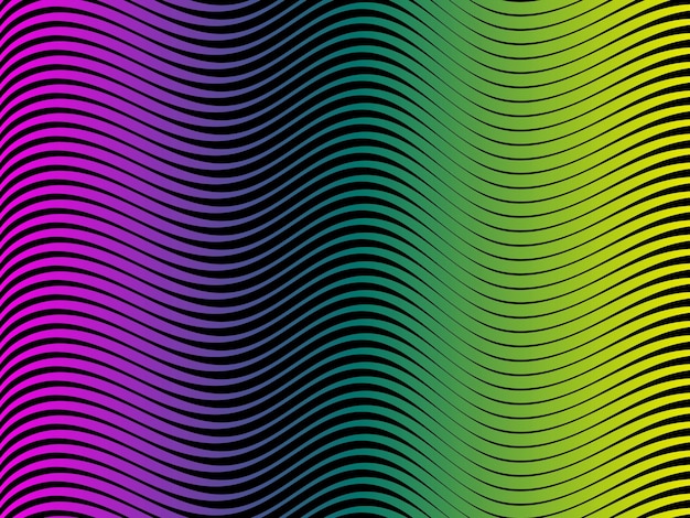 abstract symmetrical pattern of wavy lines in yellow and purple gradient