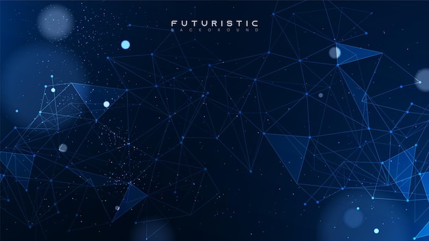 abstract tech network connection dots digital technology and big data analysis background futuristic scientific wallpaper with mesh dark background with plexus lines