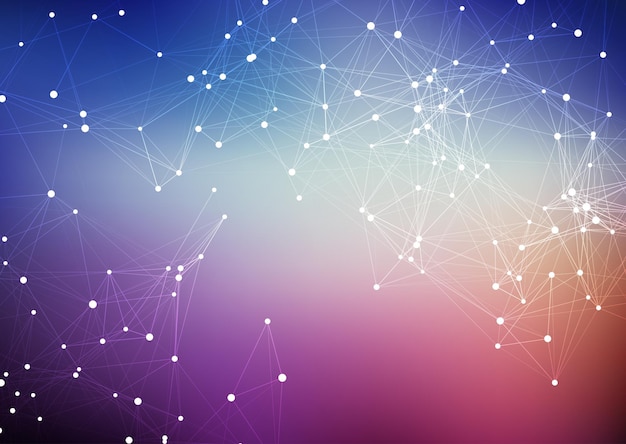 Abstract techno background with low poly plexus design