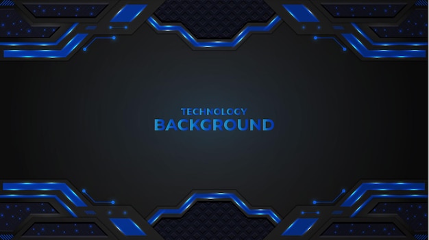 Abstract technology background with blue and gradient color shapes and lights.
