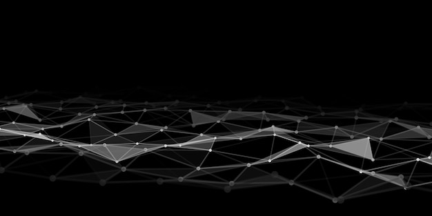 Abstract technology background with connecting dots and lines Low poly shape