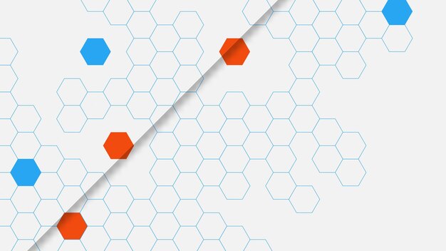 Abstract technology background with hexagon pattern and shadow in minimal design concept