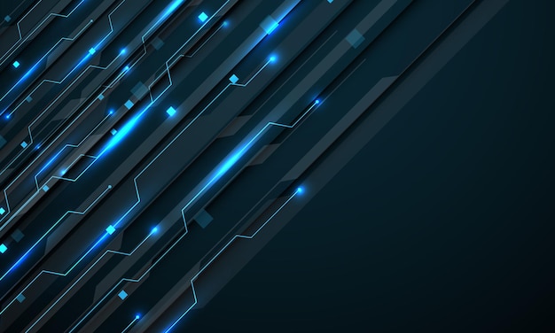 Abstract technology blue circuit cyber futuristic dynamic design modern creative background vector