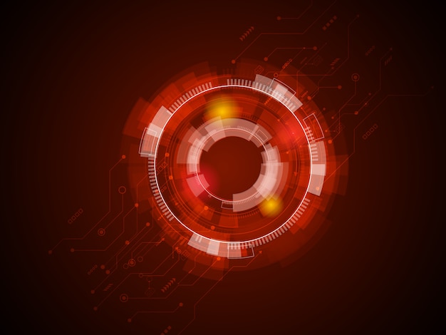Abstract technology circuits in red background