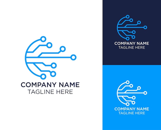 abstract technology company logo design