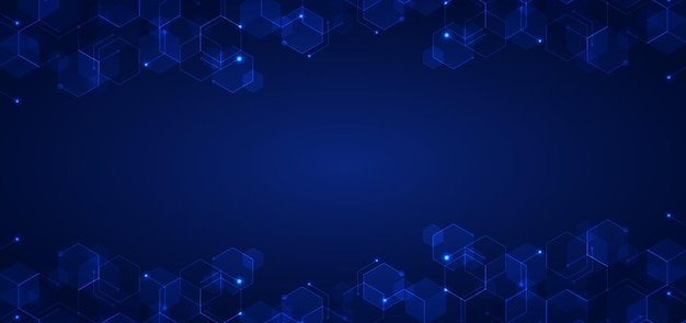 Abstract technology connect concept blue geometric hexagons pattern