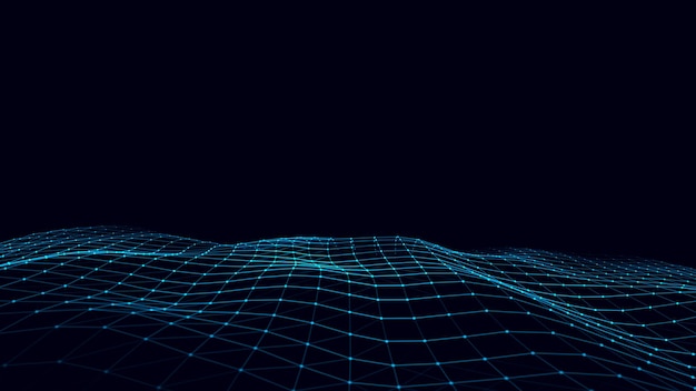 Abstract technology wave of particles Big data visualization Vector background