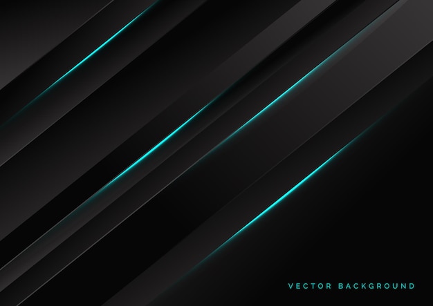 Abstract template black stripes with blue neon light with copy space for text