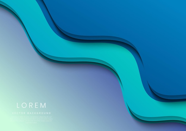 Abstract template wavy curved blue layers on white background