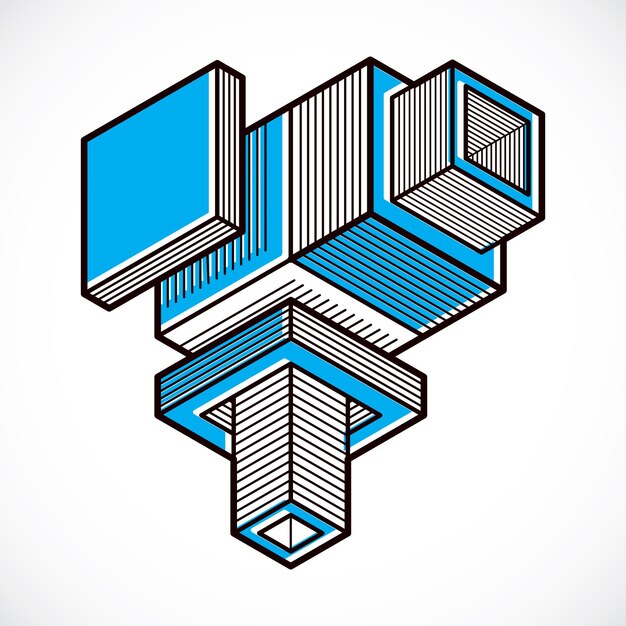 Abstract three-dimensional shape, vector design cube element.
