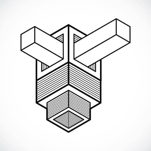 abstract three-dimensional shape, vector design cube element.