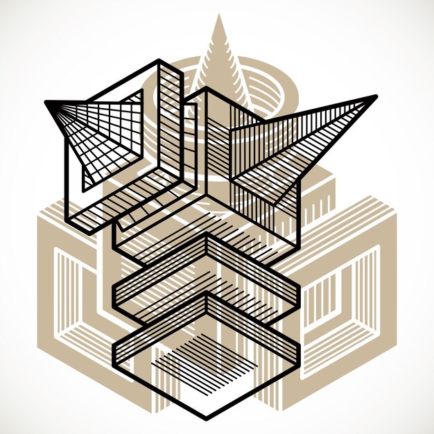 abstract three-dimensional shape, vector design cube element.