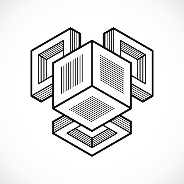 Abstract three-dimensional shape, vector design cube element.