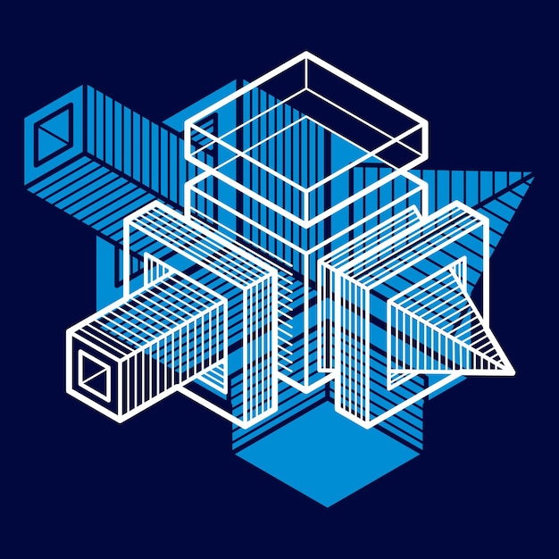 Abstract three-dimensional shape, vector design cube element.