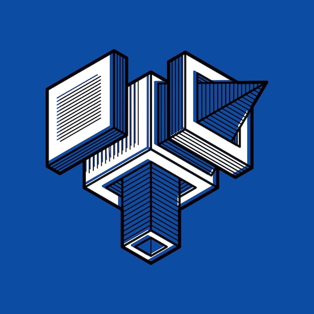 Abstract three-dimensional shape, vector design cube element.