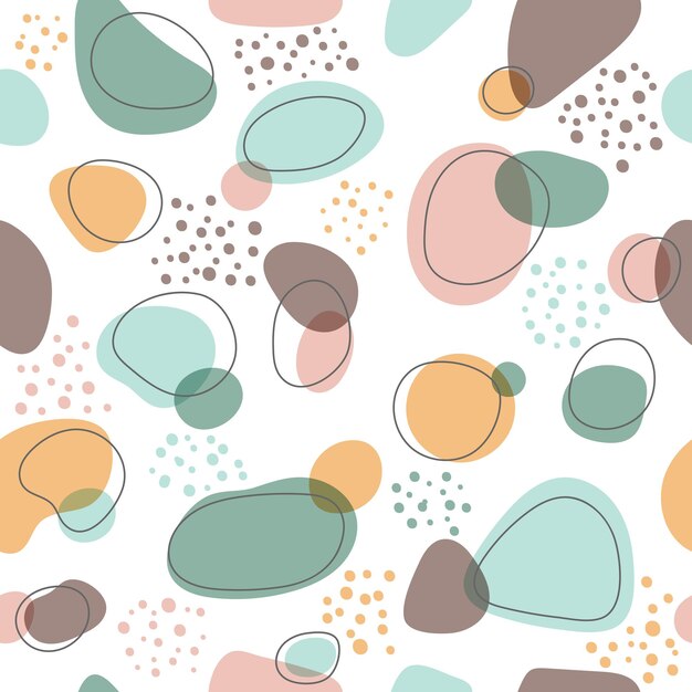Abstract trendy hand drawn organic shapes seamless pattern isolared on white background. Vector graphic illustration