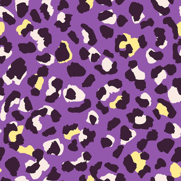 abstract trendy leopard skin seamless pattern design, vector illustration on black background.