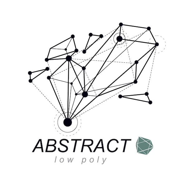 abstract vector 3d geometric low poly object. technology and science conceptual logo.