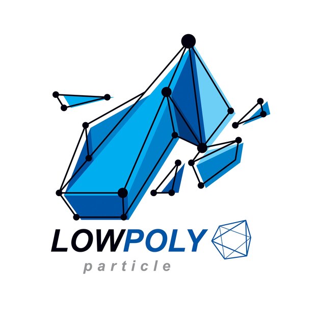 Abstract vector 3d mesh polygonal object. Communication technologies modern logotype.