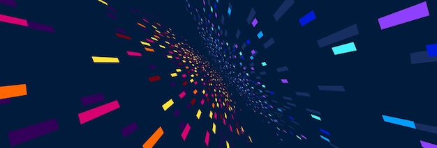 Abstract vector background communication technology concept dark 3d bits flying in perspective futuristic abstraction