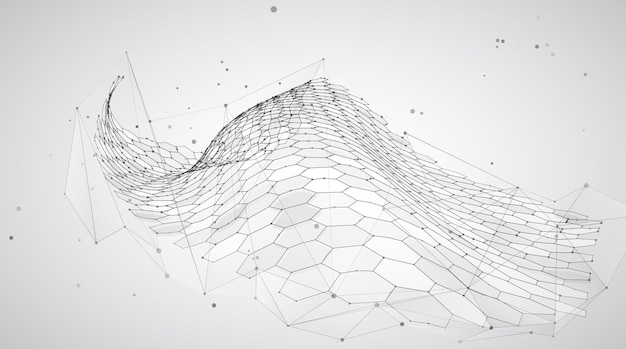 abstract vector background with hexagons landscape of the virtual world 3d design