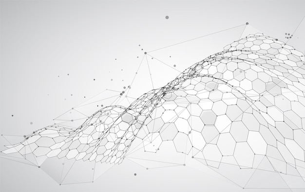 abstract vector background with hexagons landscape of the virtual world 3d design