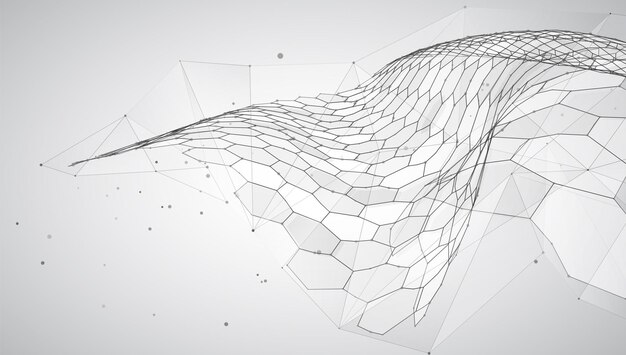 abstract vector background with hexagons landscape of the virtual world 3d design