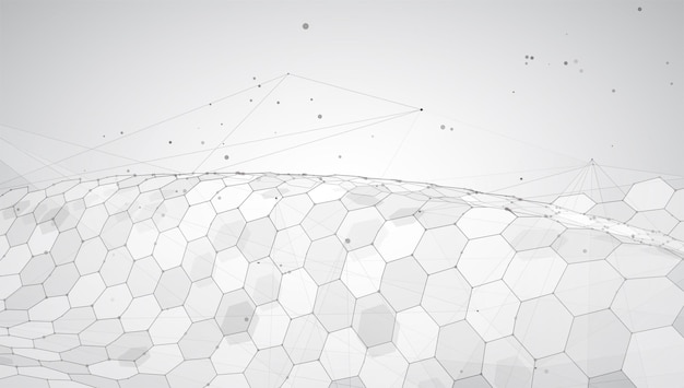 abstract vector background with hexagons landscape of the virtual world 3d design